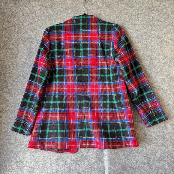 Talbots Red Plaid Wool Blend Blazer Holiday Tartan Jacket Petite 4P - Picture 9 of 16